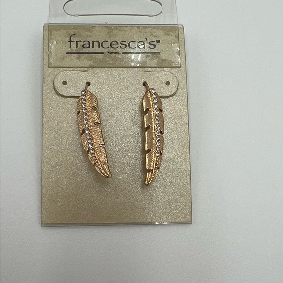 Francesca's Rhinestone Drop Leaf Earring - Picture 1 of 4